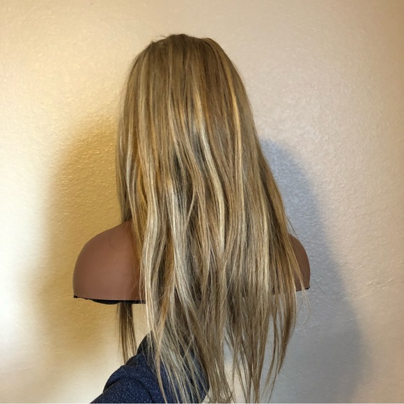SOLD 100% Human Hair Wig Blonde Highlight middle part Lace Front 20 Inch - Picture 5 of 13